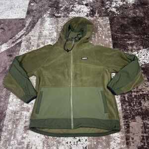 Freedom Industries Full Zip Jacket Hood Mens XL Green Fleece Tactical Military